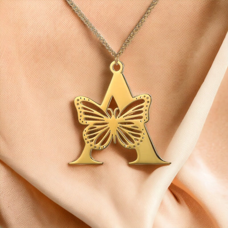 Butterfly Initial Necklace