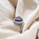 Amethyst Heart Charm Ring