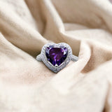 Amethyst Heart Charm Ring