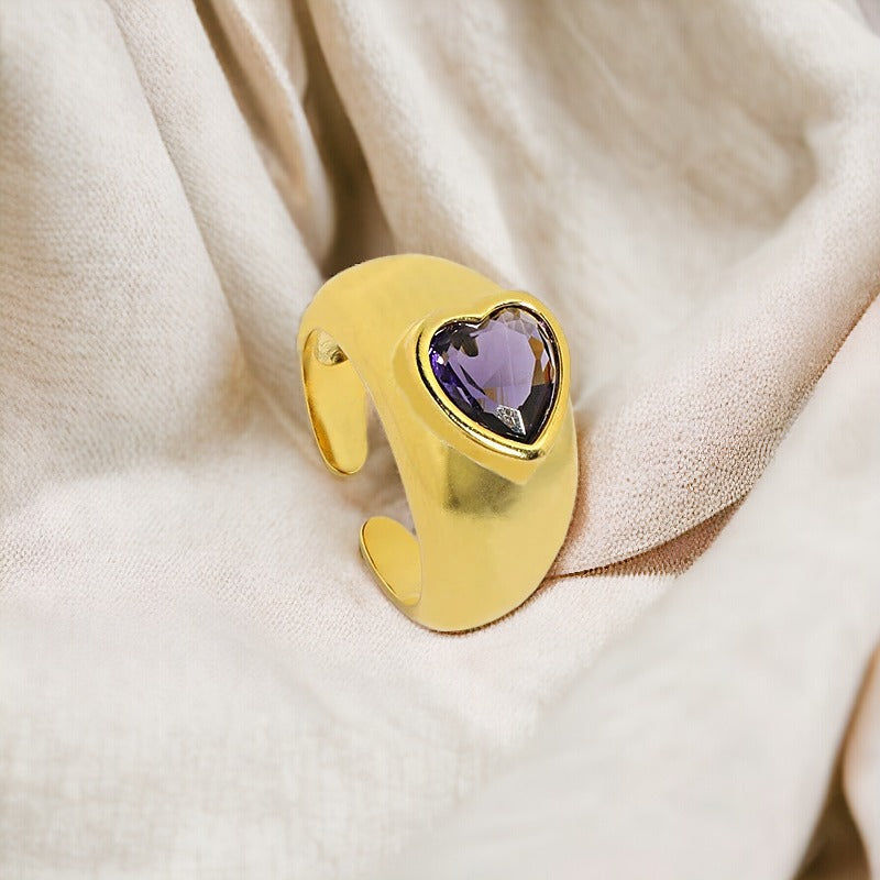 Amethyst Jewel Heart Ring