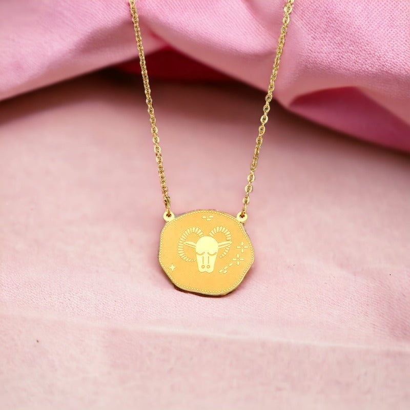 Aries Irregular Coin Star Sign Necklace