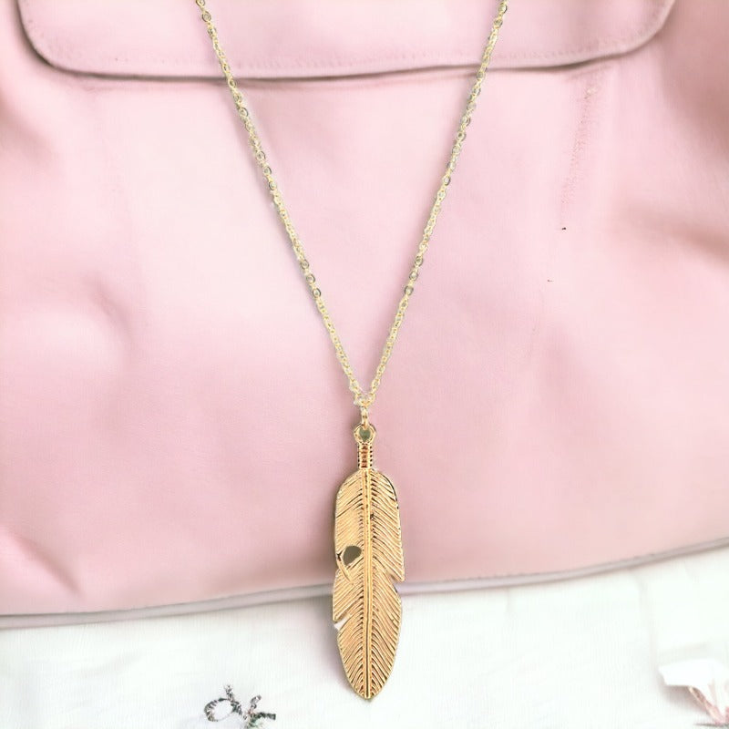 Aurora Gold Feather Necklace