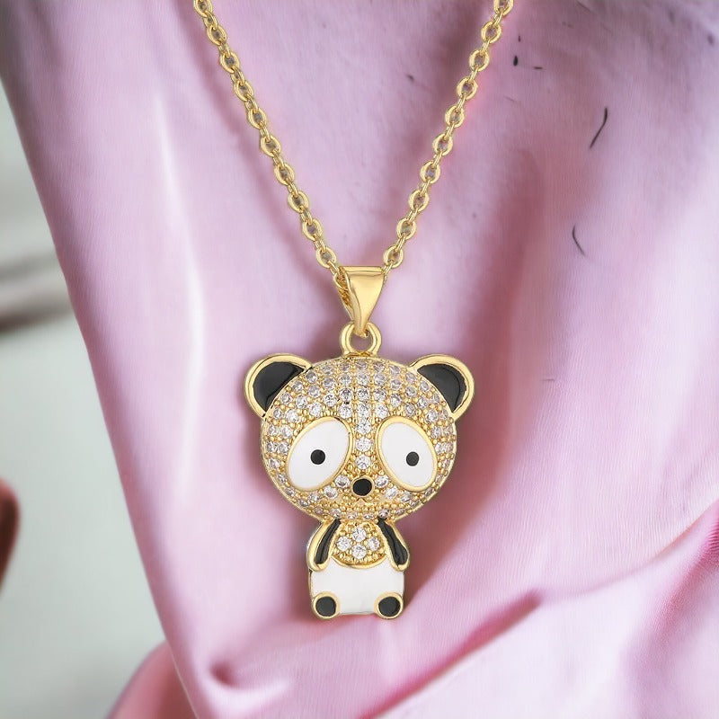 Bear Cuddle Gold Necklace