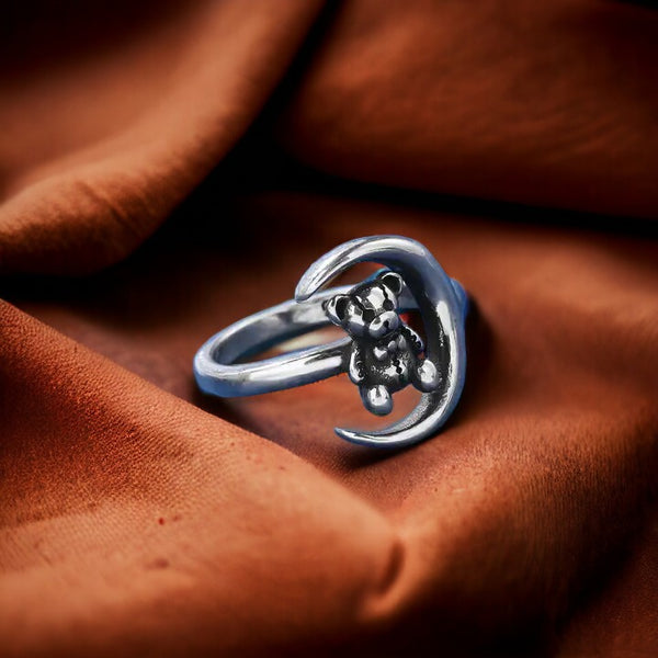 Bear Hug Silver Ring