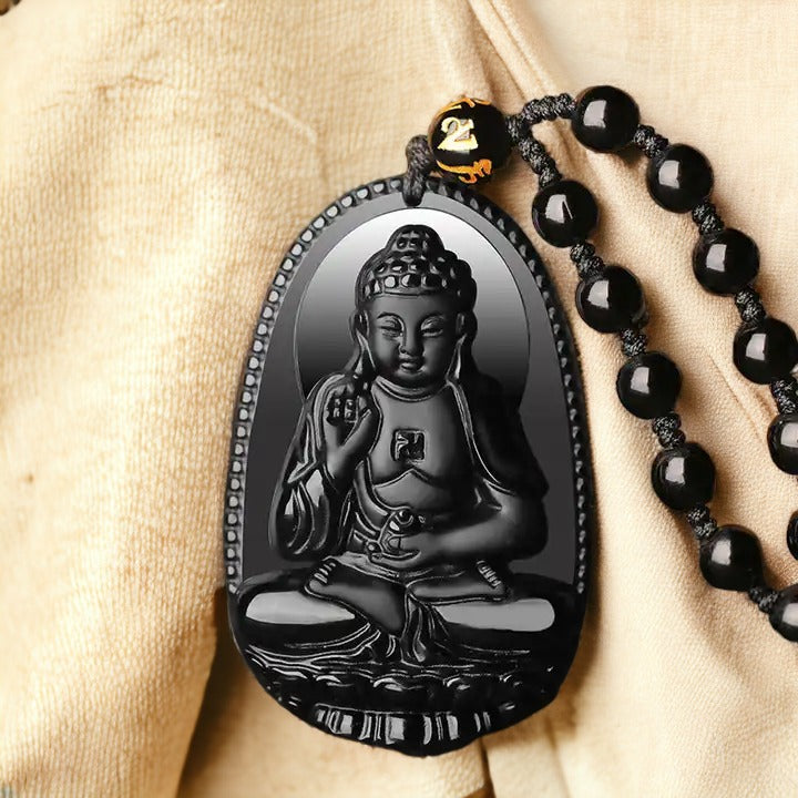 Black Radiant Buddha Necklace