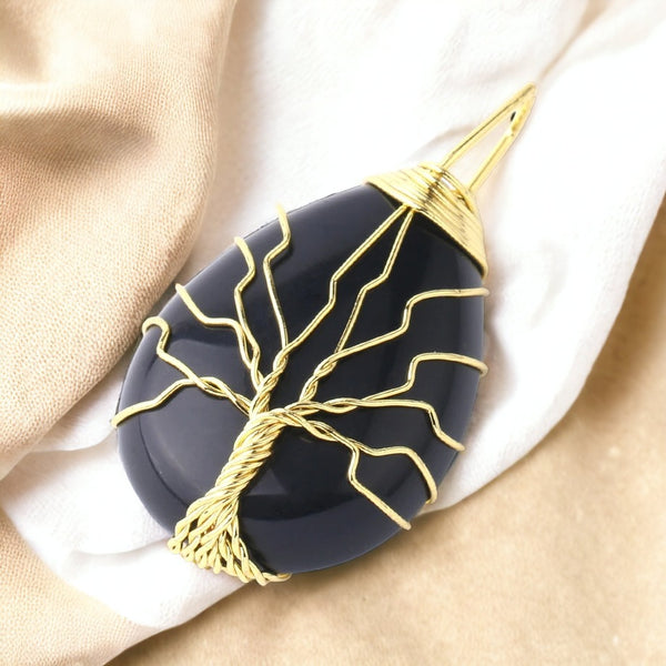 Black Tree of Gold Necklace