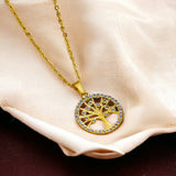 Blue Eternal Tree of Life Gold Necklace