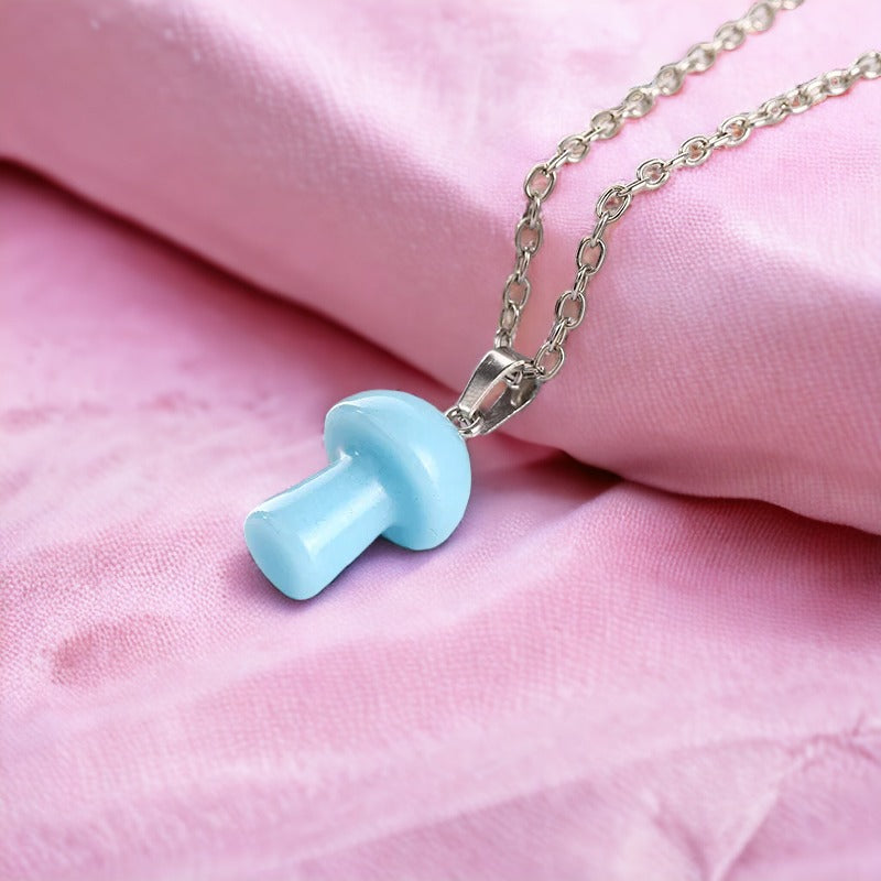 Blue Twilight Mushroom Necklace