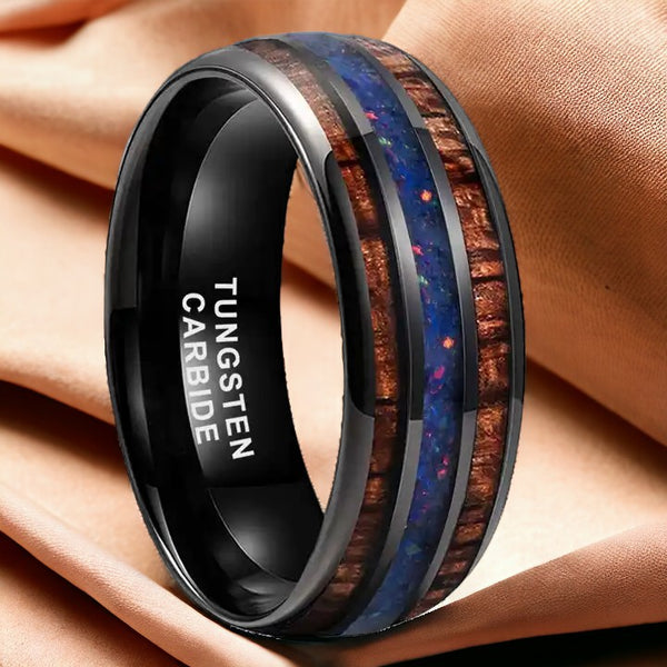 Dark Blue Black Tungsten Ring