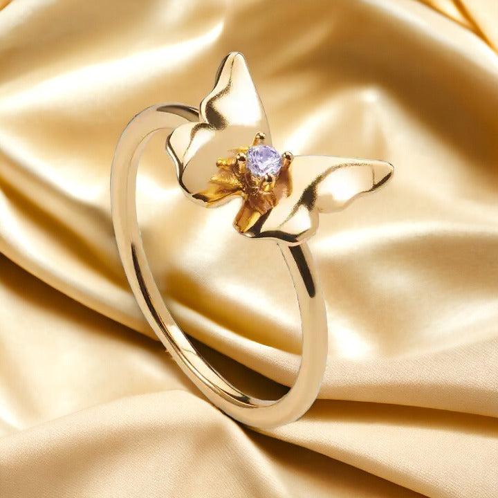 Golden Butterfly Kiss Ring