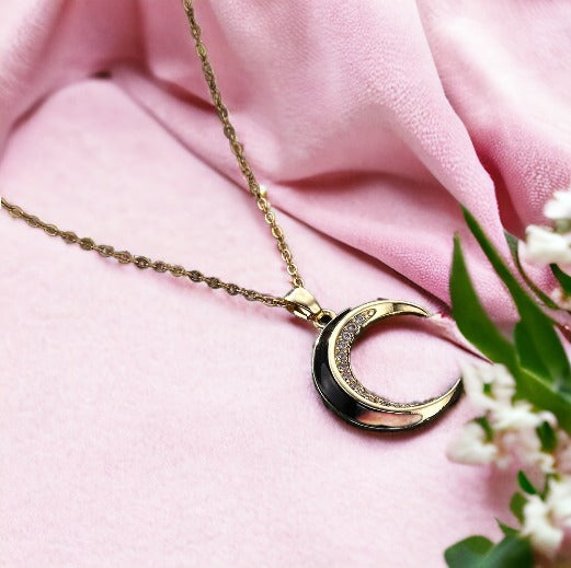 Celestial Crescent Gold Necklace