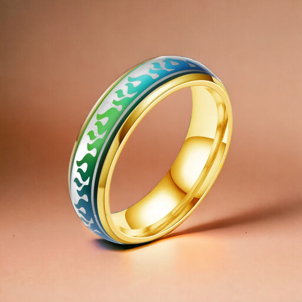 Colorful Aura Mood Ring Gold