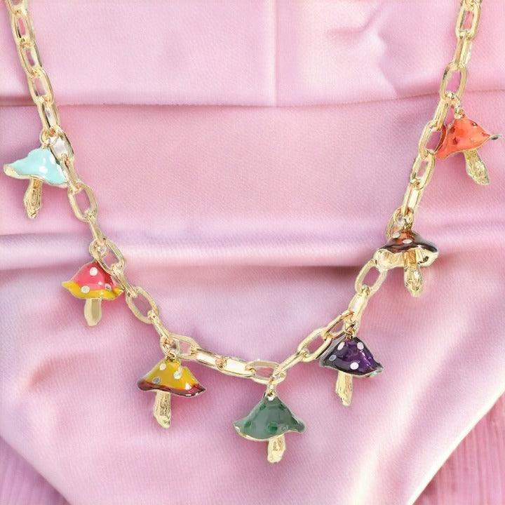 Colourful Woodland Mushroom Necklace