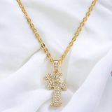 Diamond Crown Initial Letter Necklace