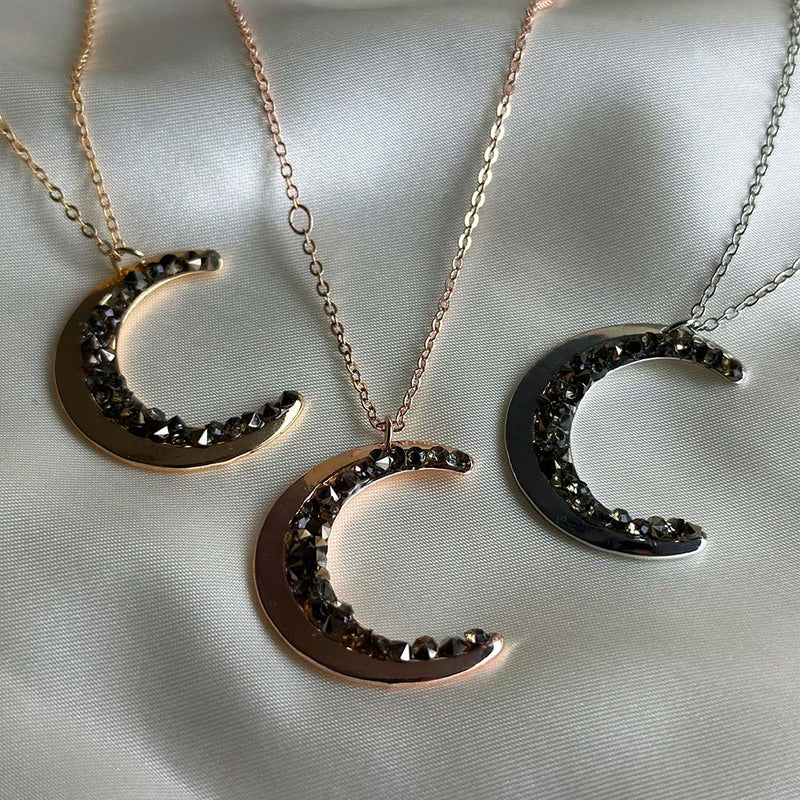 Crystal Crescent Moon Necklace