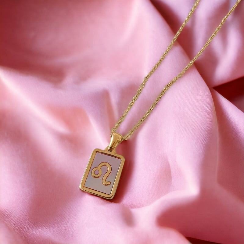 Dainty Pink Leo Star Sign Necklace