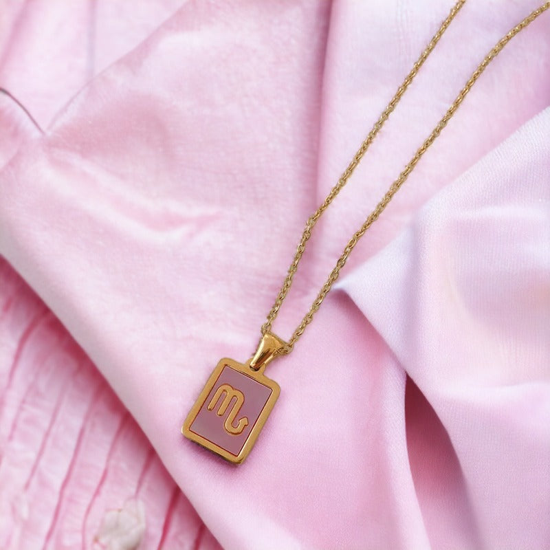 Dainty Pink Scorpio Star Sign Necklace