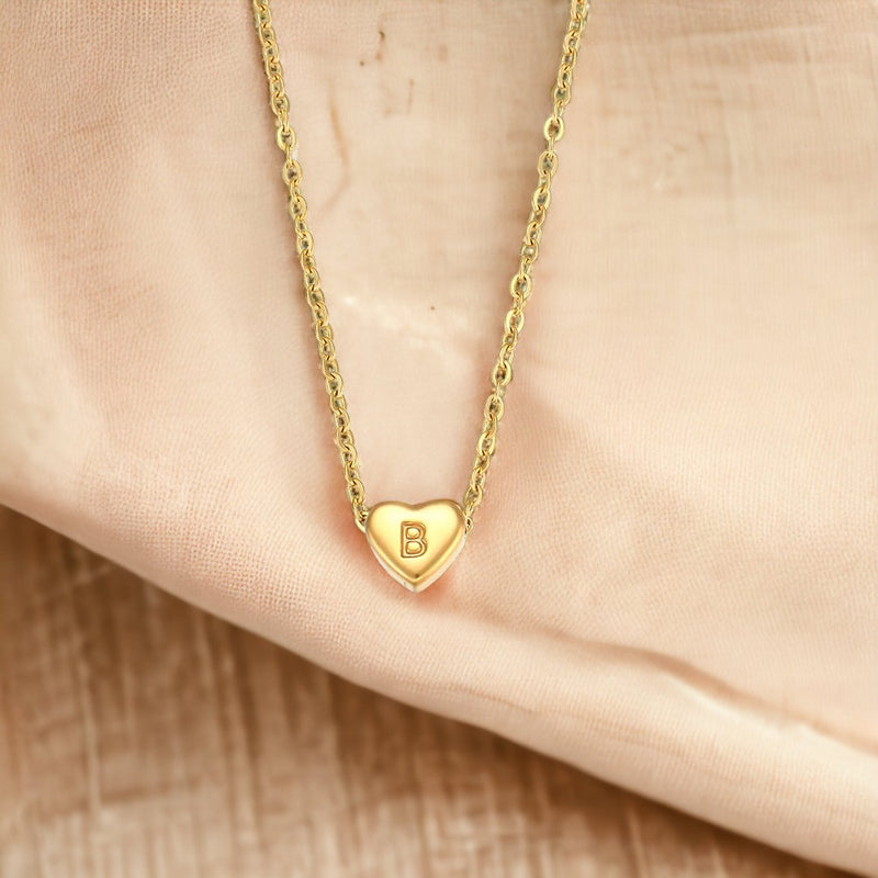 Dainty heart Initial Necklace