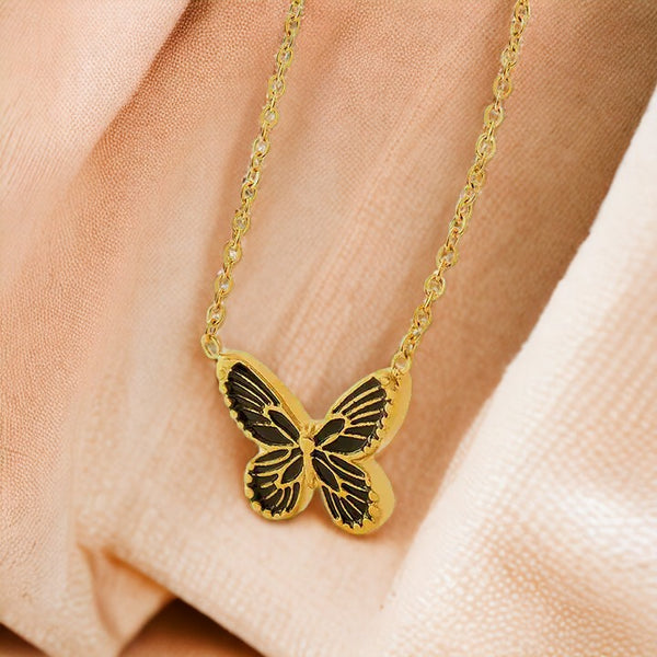 Dark Sunset Gold Butterfly Necklace