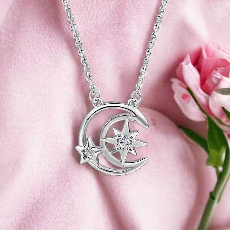 Dazzling Moon Silver Necklace