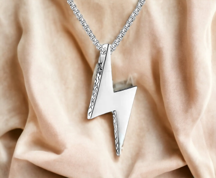 Electrified Silver Bolt Necklace