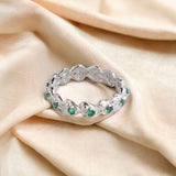 Emerald Oasis Ring Silver