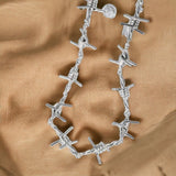 Encrusted Barbed Wire Necklace Silver