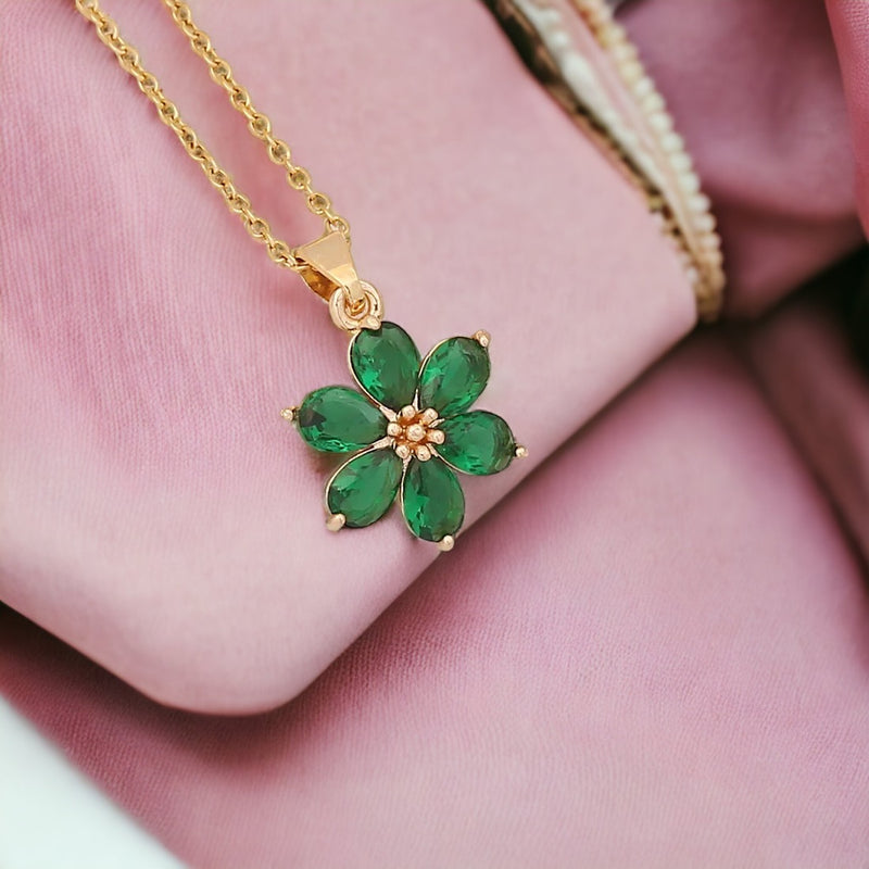 Flower Embrace Emerald Chain