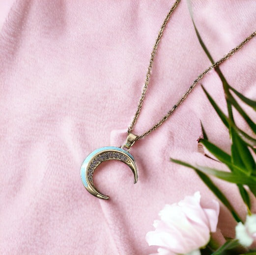 Gilded Crescent Moon Necklace