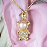 Pearl Teddy Bear Necklace