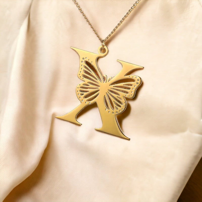 Butterfly Initial Necklace