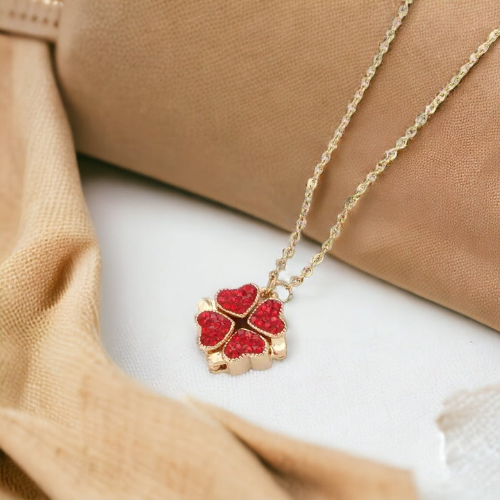 Red Four Leaf Necklace