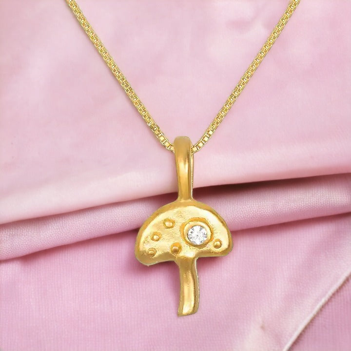 Golden Forest Mushroom Necklace