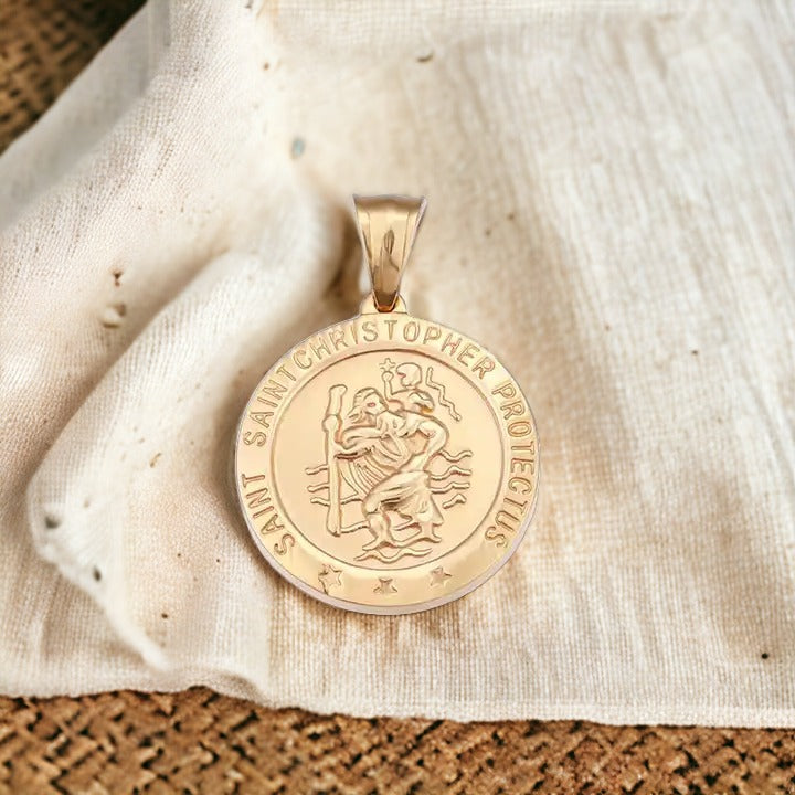 Golden Traveler St Christopher Necklace