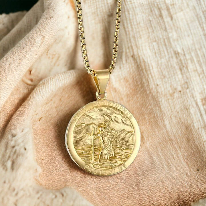 Golden Voyager St Christopher Necklace