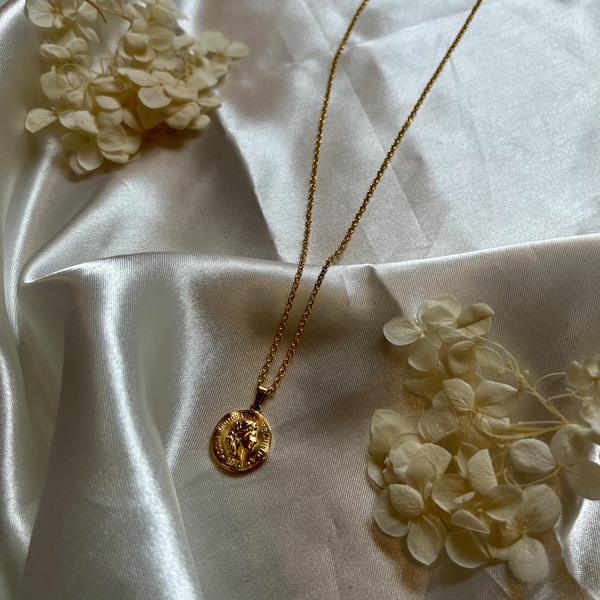 Gold stainless steel penny style necklace