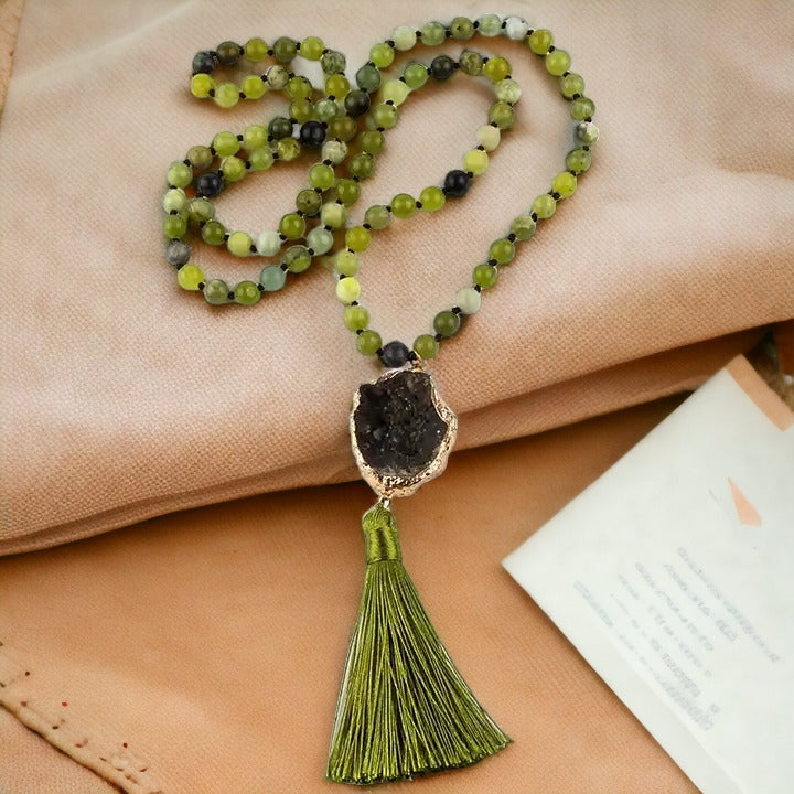 Green Boho Hippie Necklace