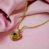 Golden Heart Emerald Necklace