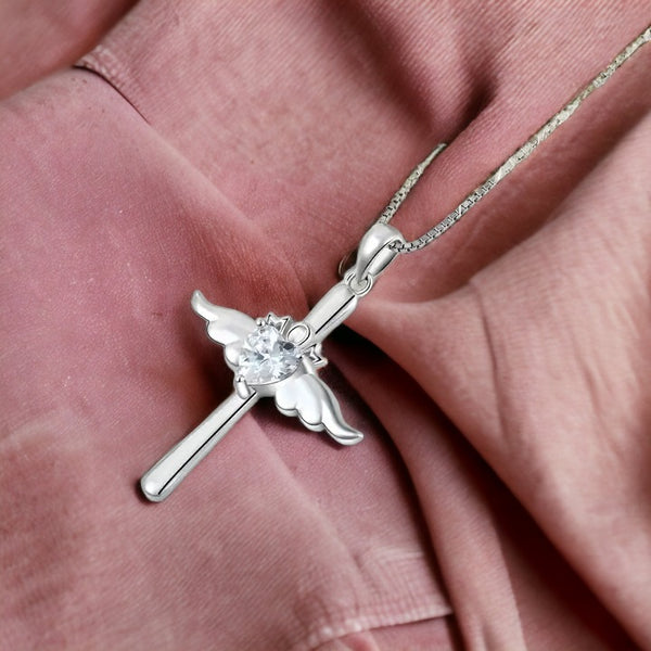 Heavenly Cross Necklace Silver