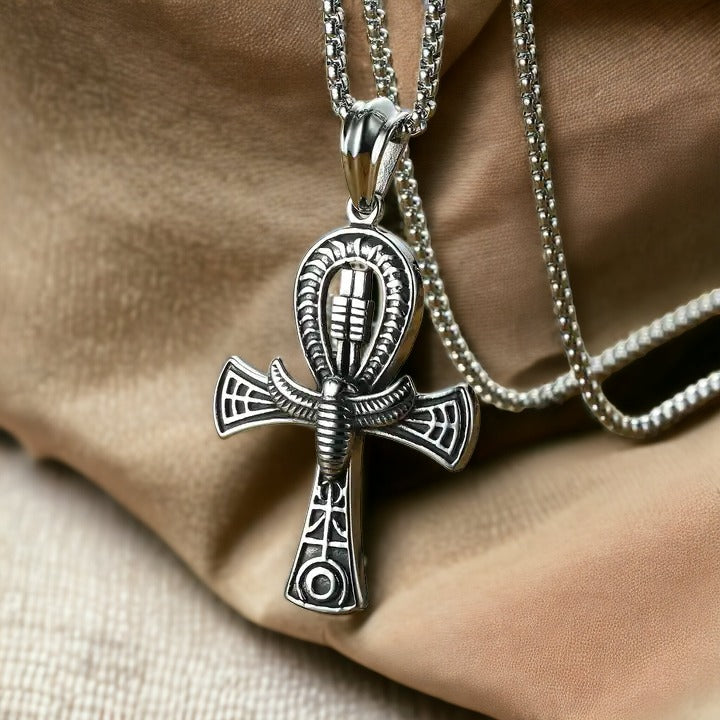 Isis Ankh Silver Egyptian Necklace