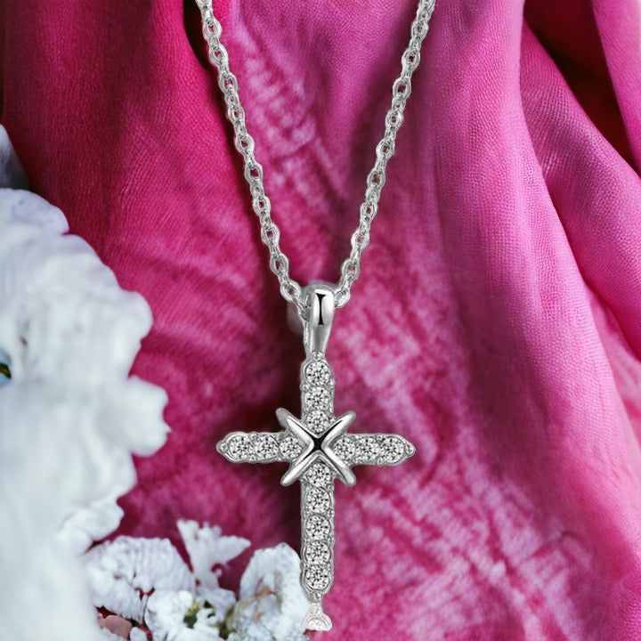 Divine Light Diamond Cross Necklace