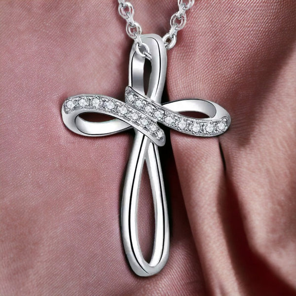 Jesus Light Cross Necklace Silver