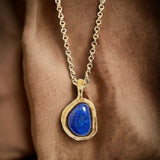 Gold Lapis Dreamcatcher Necklace