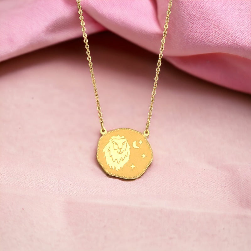 Leo Irregular Coin Star Sign Necklace