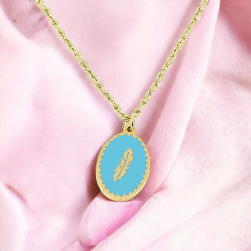 Light Blue Feather Necklace