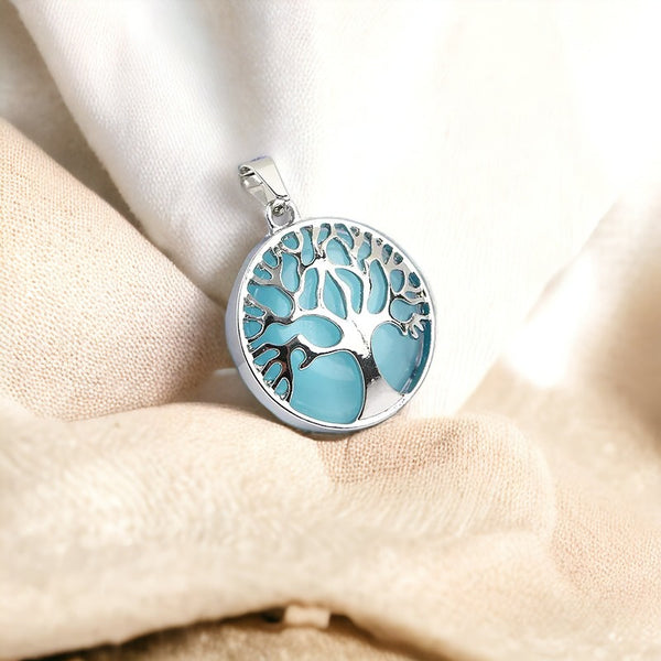 Light Blue Tree Necklace