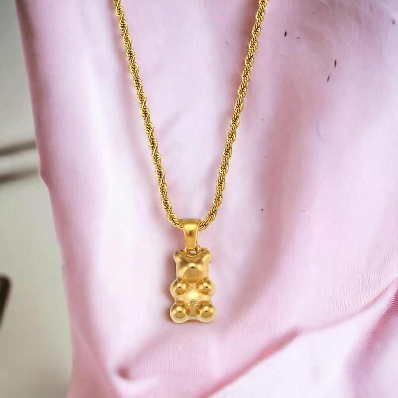 Lovable Golden Teddy Necklace