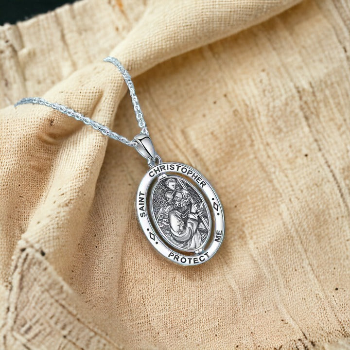 Luminous Silver St Christopher Necklace