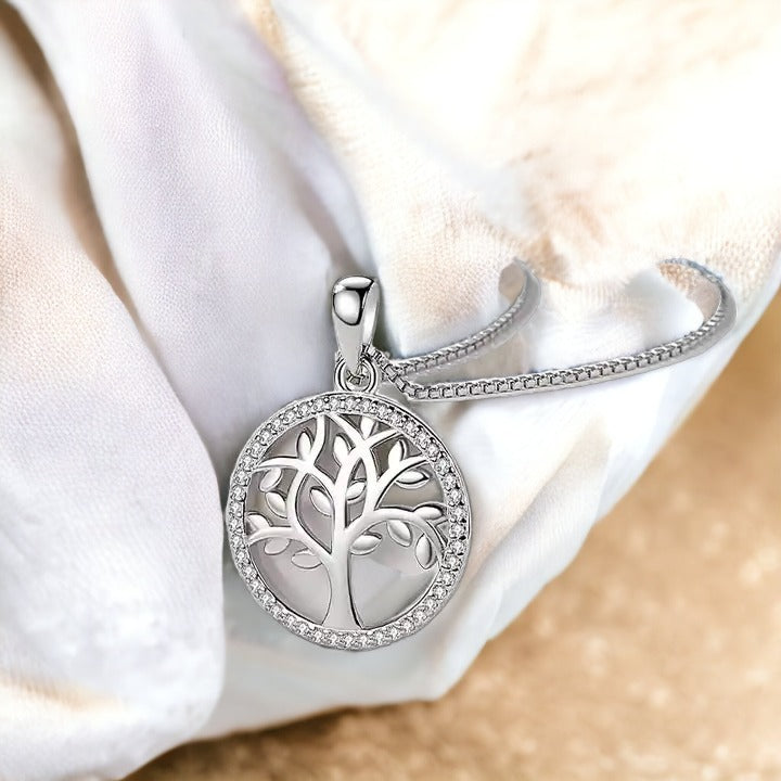 Luminous Silver Tree of Life Necklace