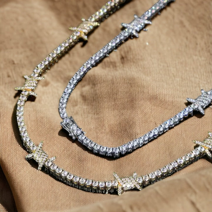 Luxe Diamond Barbed Wire Necklace